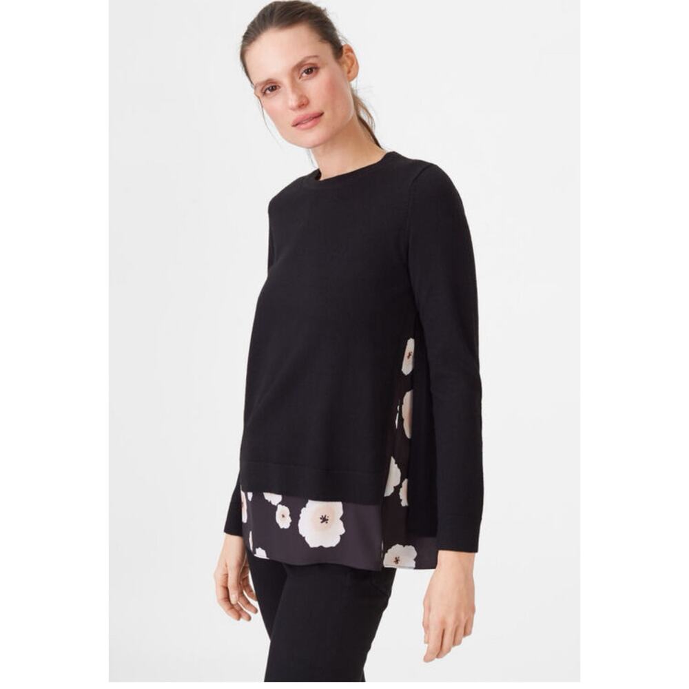 Club Monaco Petrah Merino Wool Sweater Black Floral Preppy Women's Large
